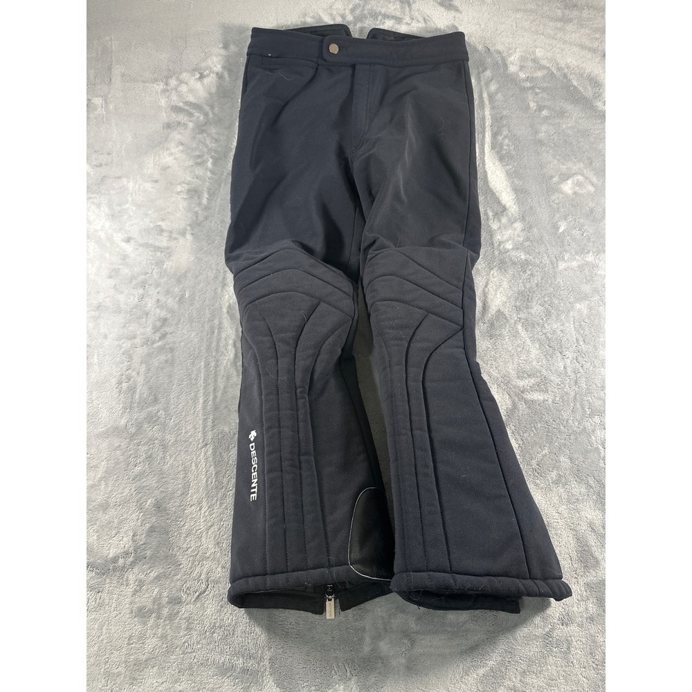 Descente Mens Ski Pants Black Padded Knee Technical Snow Trousers Size 32R Japan